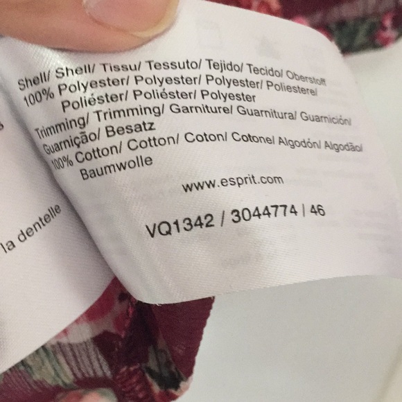 Esprit Burgundy Floral Blouse - Picture 6 of 8